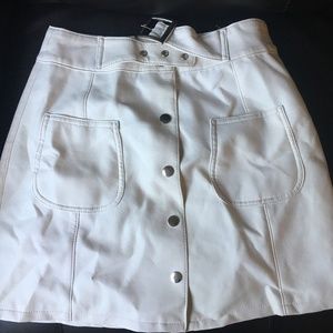 BB Dakota White Leather Look Mini Skirt with Belt